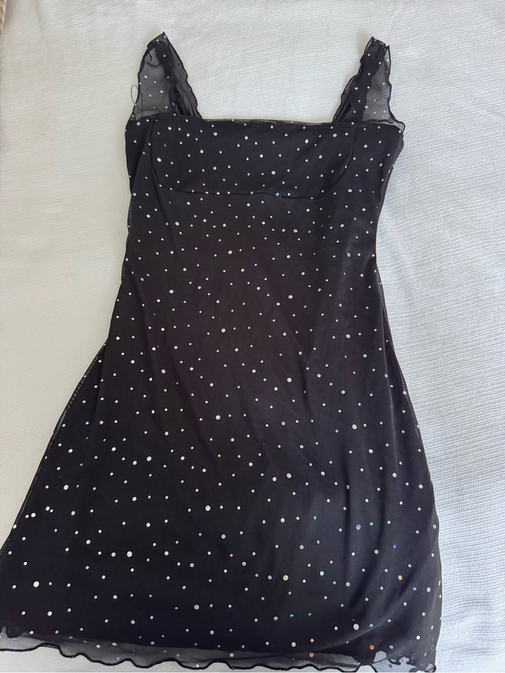 Black Sparkly Mesh Slip Dress